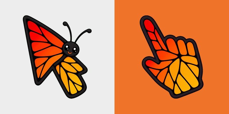 Sunset Monarch Wing Pop custom cursor pack preview for Chrome, Edge and Windows