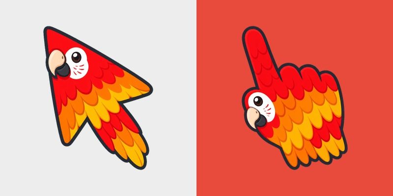 Sunset Scarlet Macaw custom cursor pack preview for Chrome, Edge and Windows