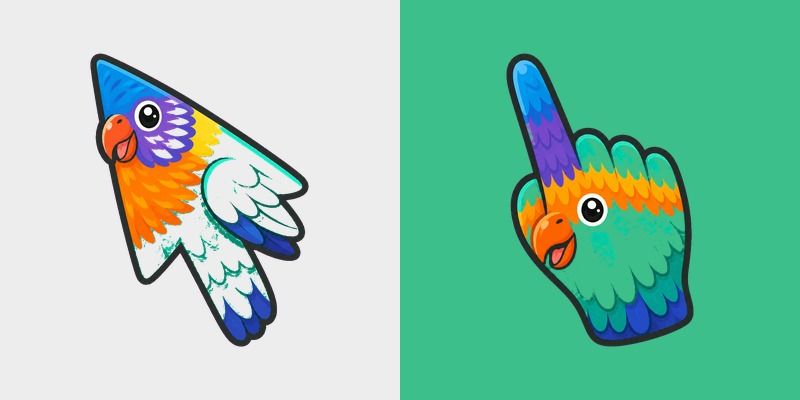 Tropical Rainbow Lorikeet custom cursor pack preview for Chrome, Edge and Windows